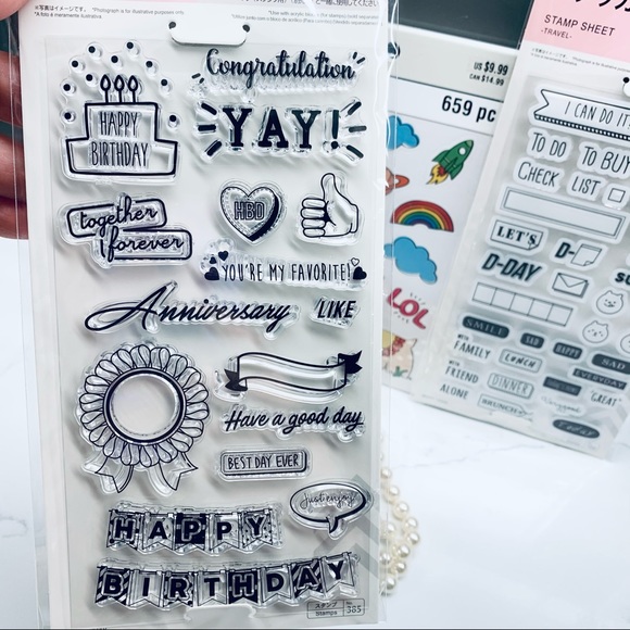 Icon Planner Stamp Set 54pc, Journal Stamps for Bullet  clear stamps 2 sets + stickers 659 pcs for planner